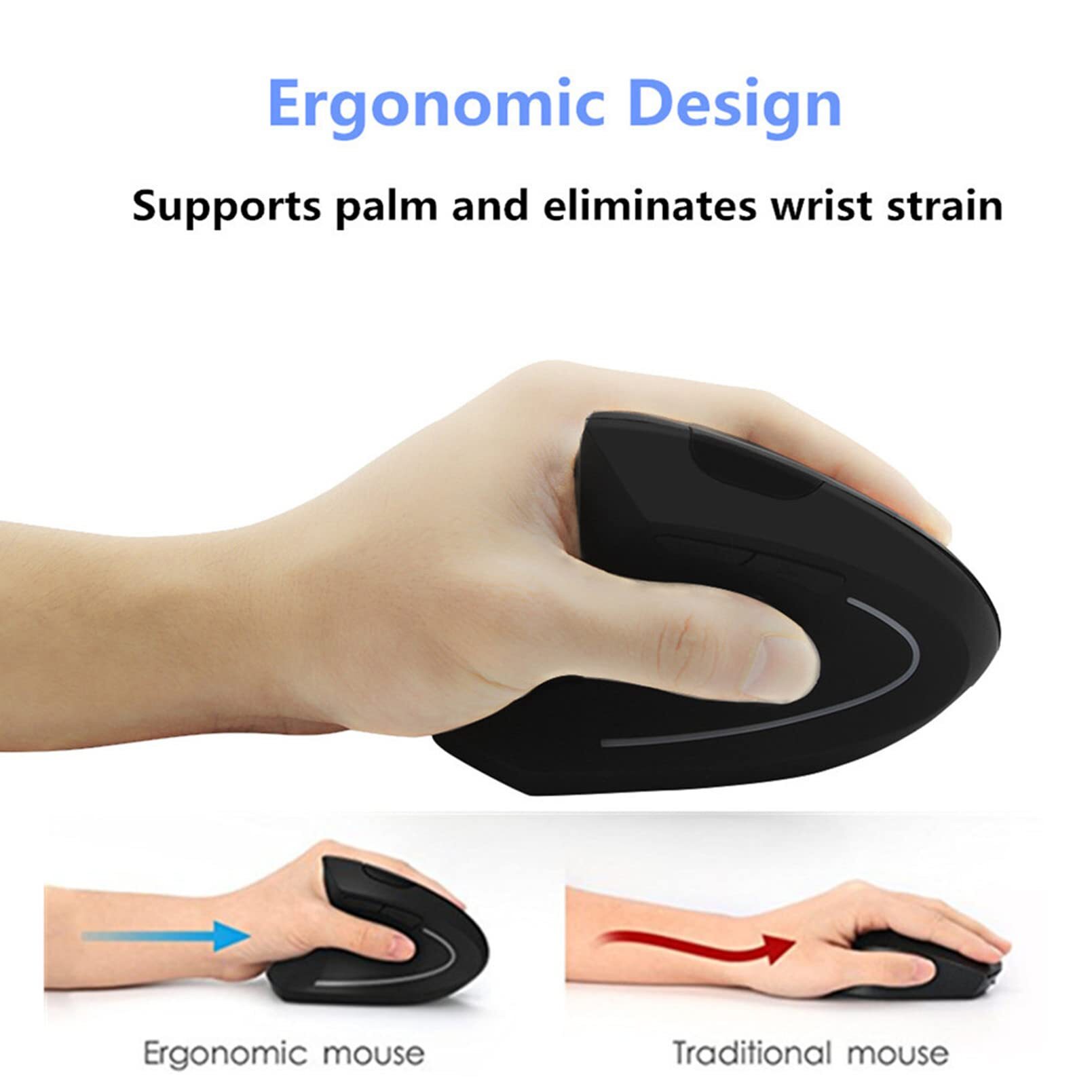 Mini Wireless Mouse - Linkerhandige bedrade draadloze verticale muis Ergonomisch