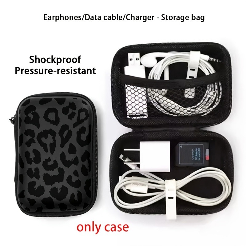 Zwarte luipaardprint EVA harde - Cable Management Bag recensie en prijs